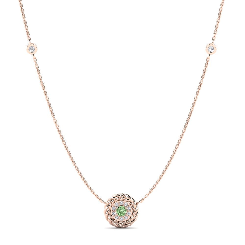 18ct Rose Gold Green Diamond Women's Necklace Aoga