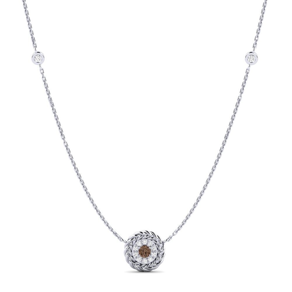 White Silver Smoky Quartz Women's Necklace Aoga