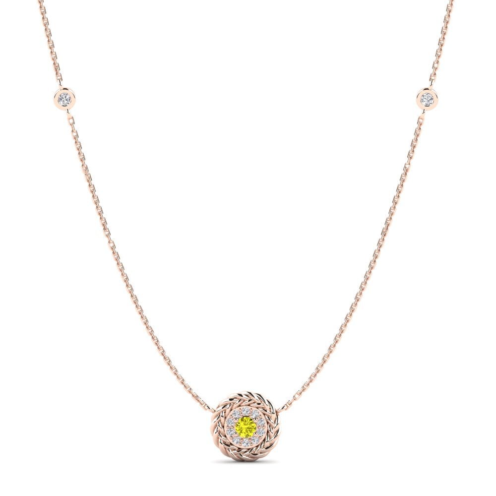9ct Rose Gold Yellow Diamond Women's Necklace Aoga