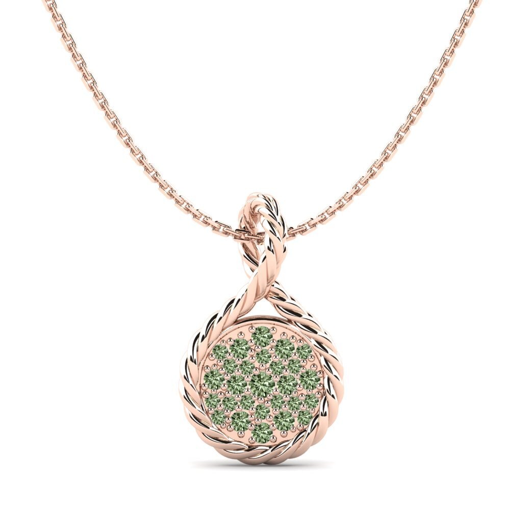 18ct Rose Gold Green Diamond Women's Pendant Assert