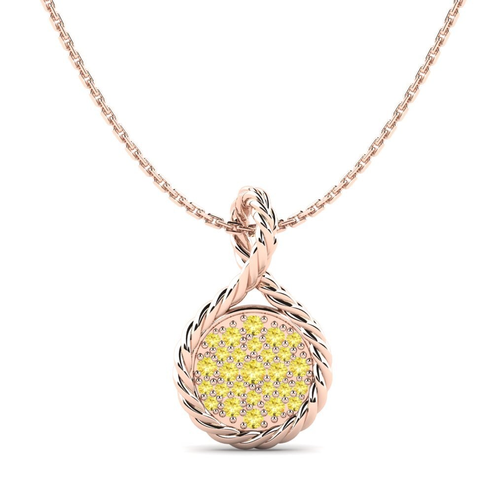 9ct Rose Gold Yellow Sapphire Women's Pendant Assert