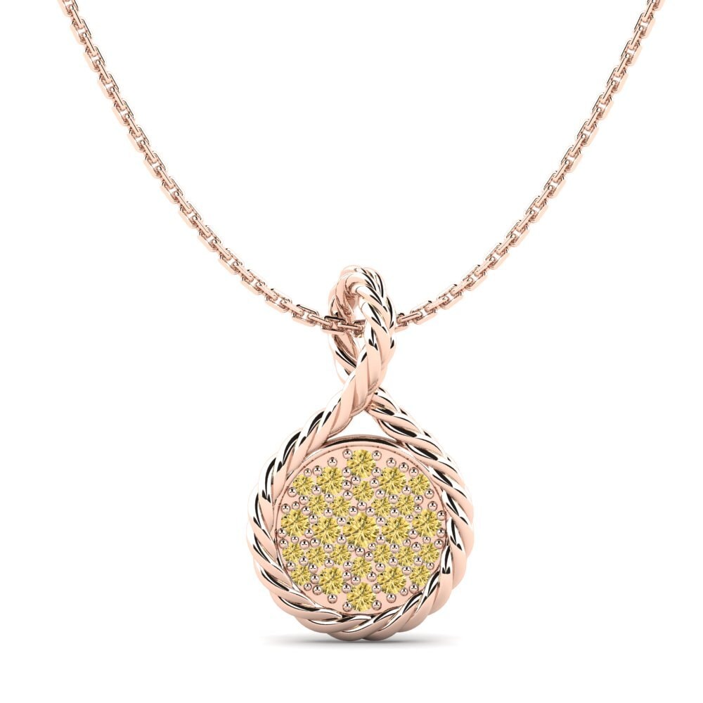 9ct Rose Gold Yellow Diamond Women's Pendant Assert