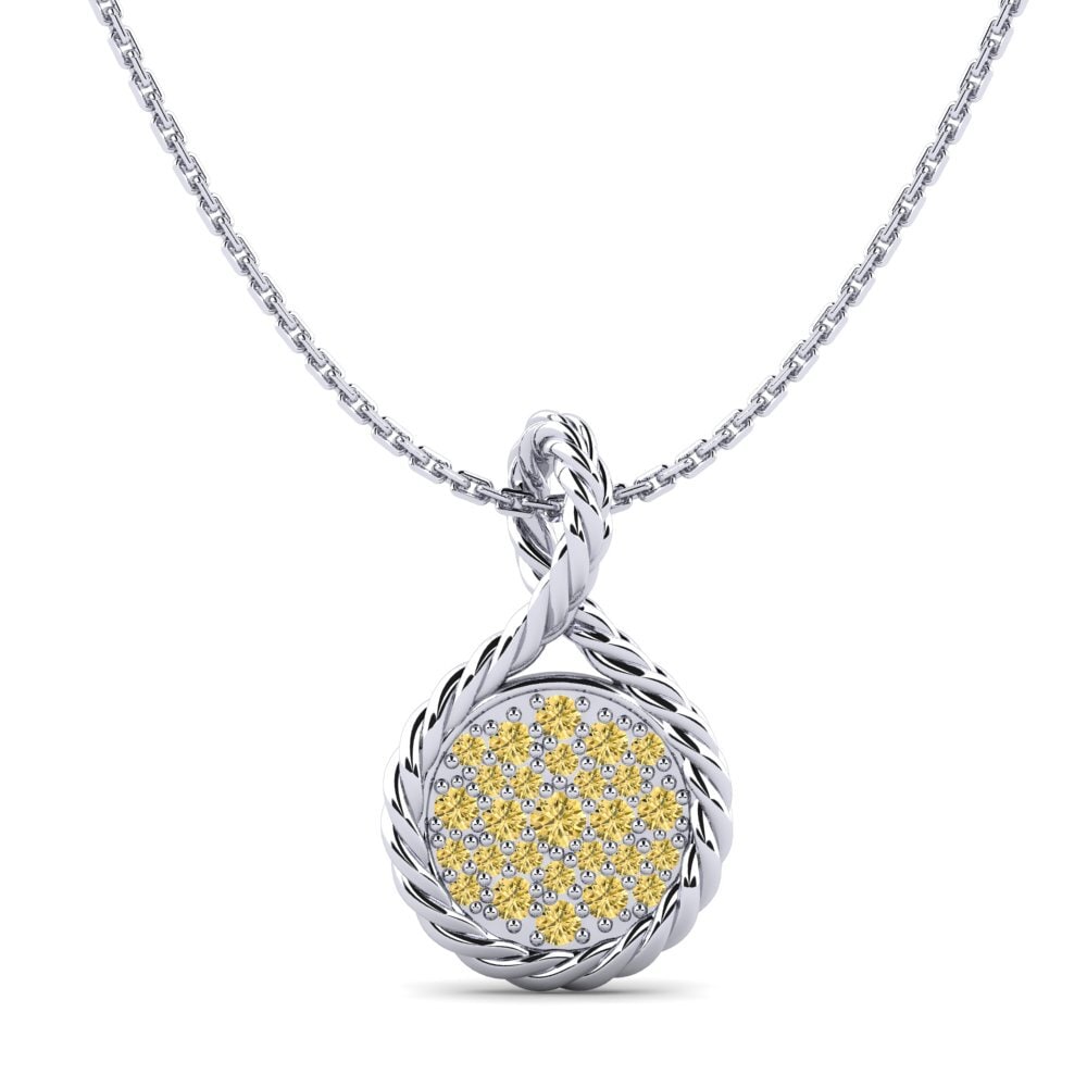 9ct White Gold Yellow Diamond Women's Pendant Assert