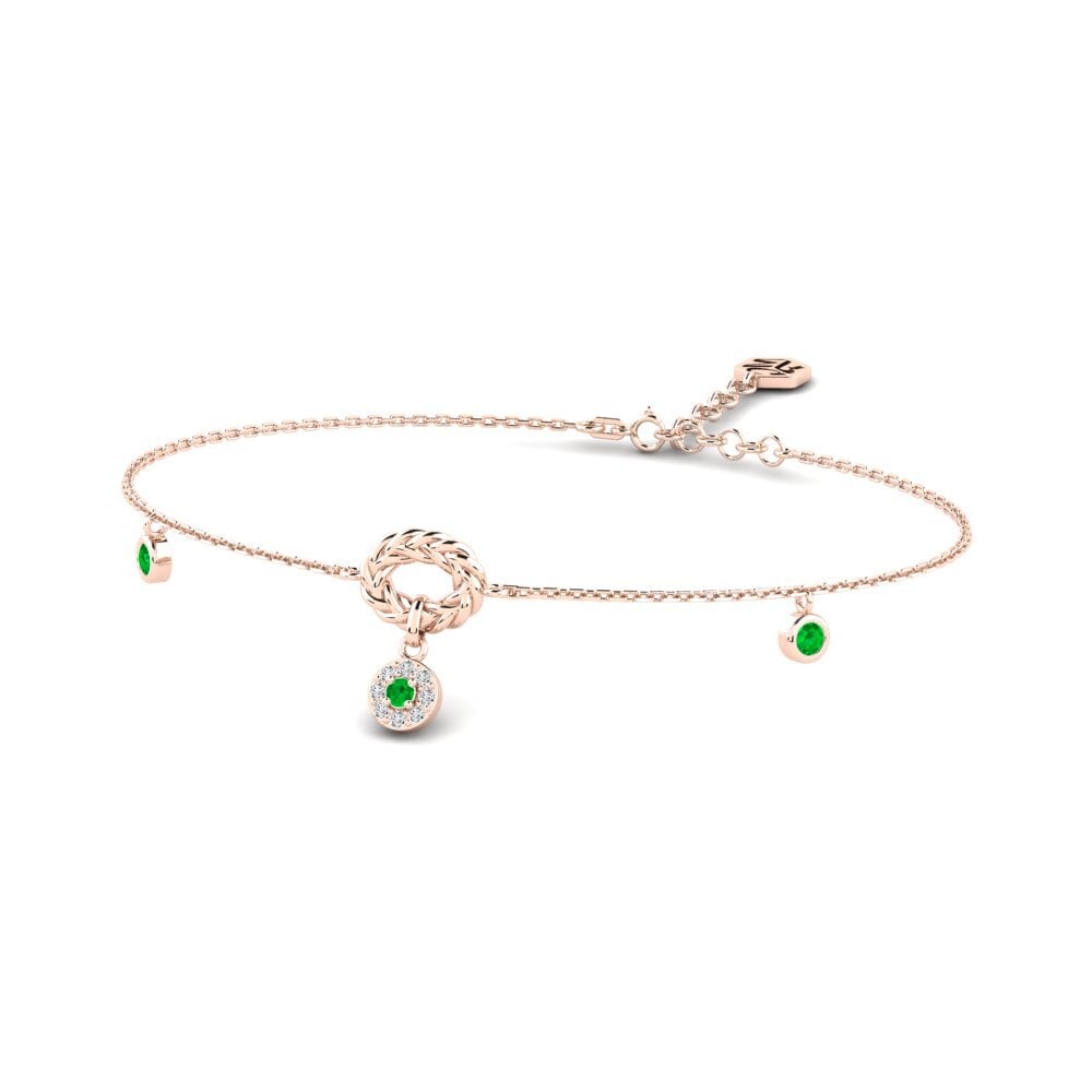 Or rose 14k Émeraude Bracelet pour femme Bernilai
