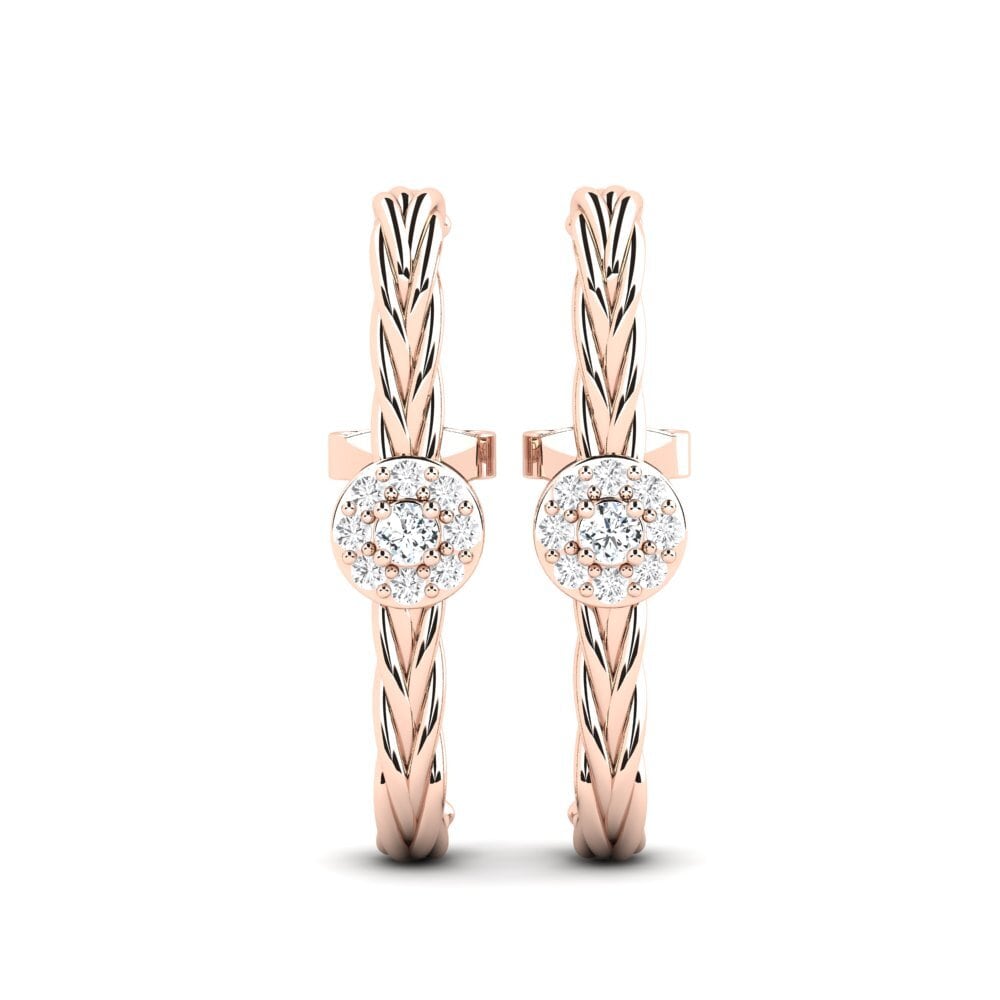 Suspender Zirconia 14ct Rose Gold Earrings