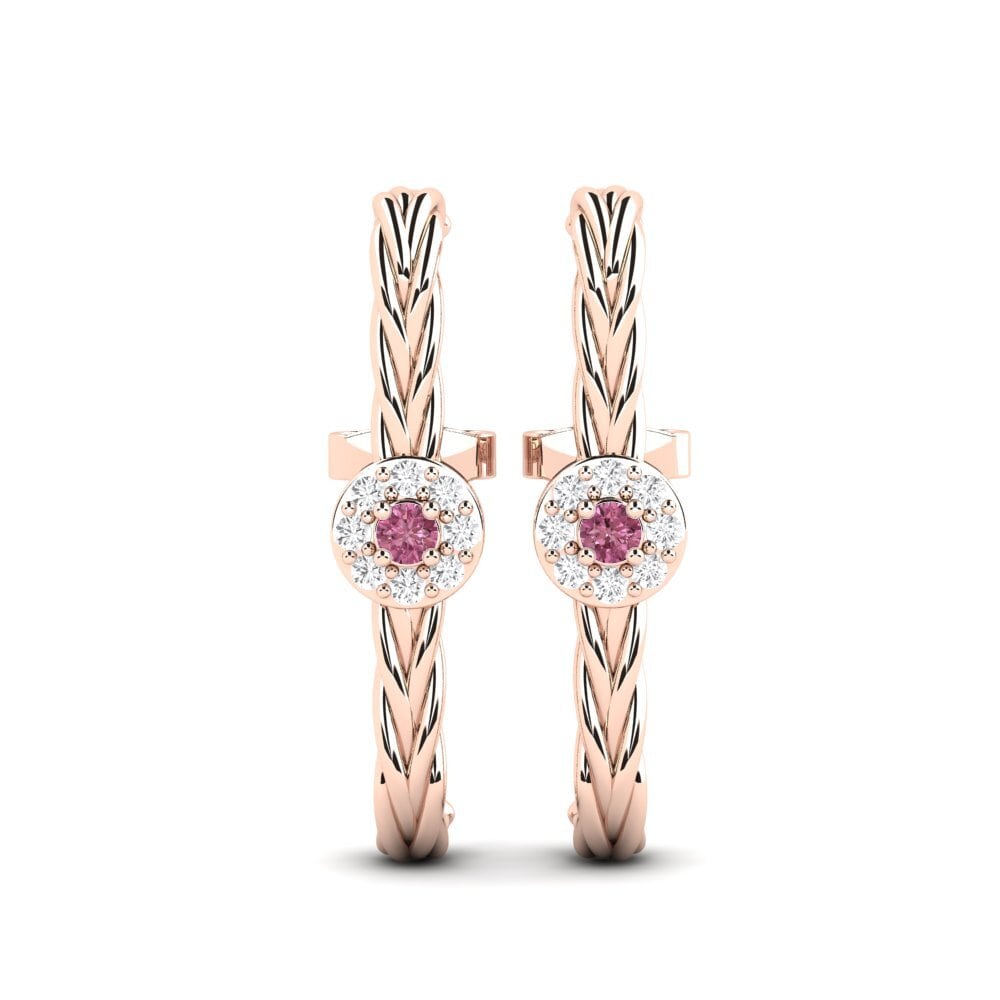 Pendientes 14k Oro Rosa Granate Rhodolite Suspender