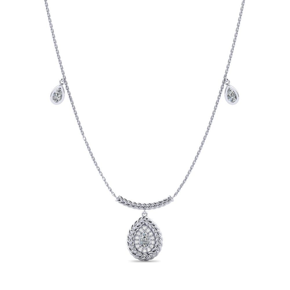 9ct White Gold Zirconia Women's Necklace Bohlokoa