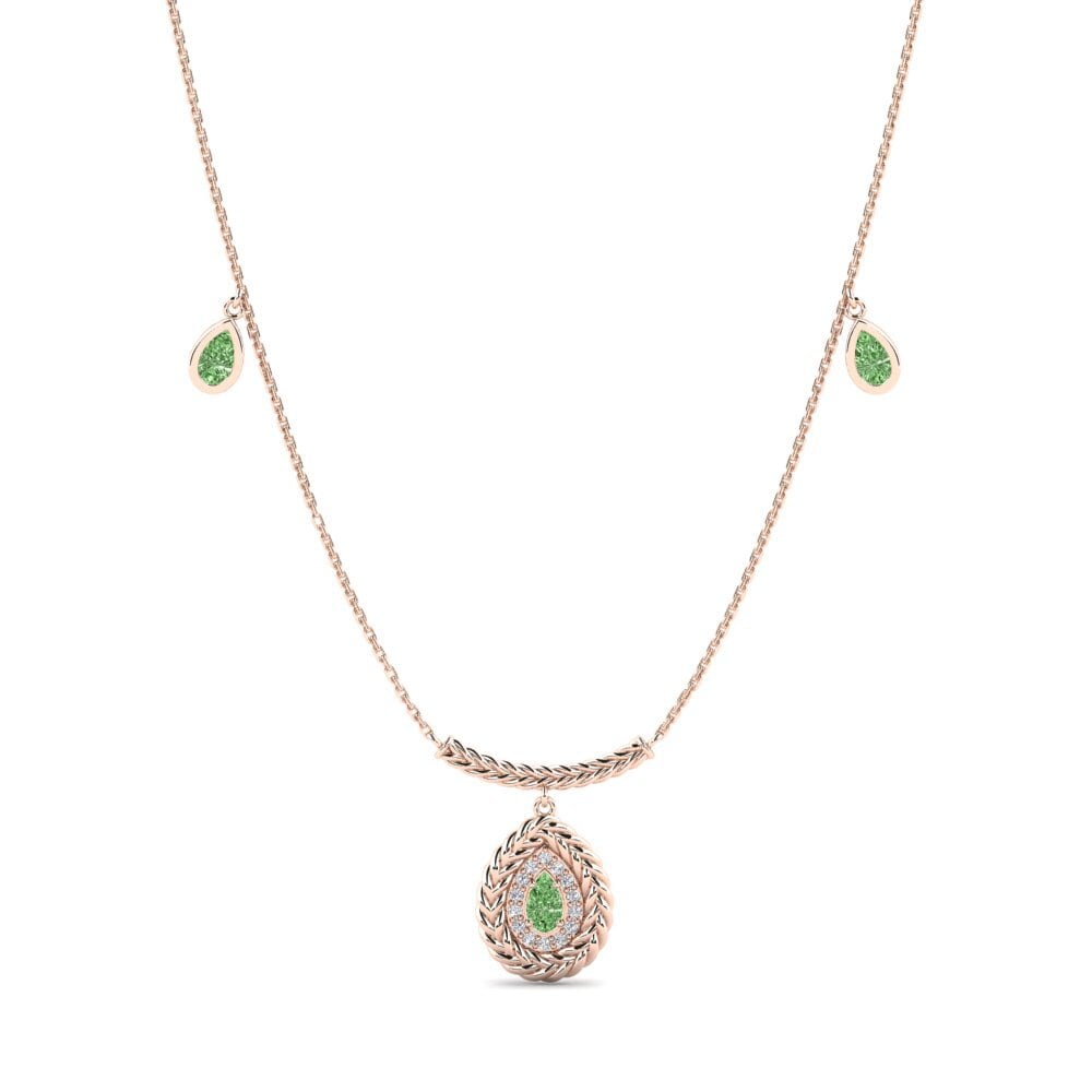 18ct Rose Gold Green Diamond Women's Necklace Bohlokoa