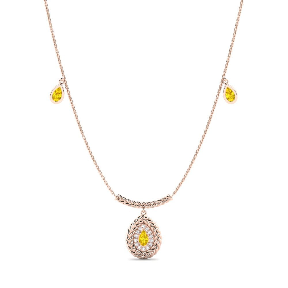 9ct Rose Gold Yellow Sapphire Women's Necklace Bohlokoa