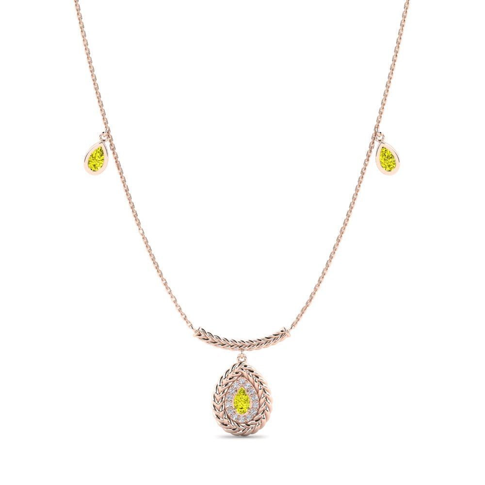 9ct Rose Gold Yellow Diamond Women's Necklace Bohlokoa
