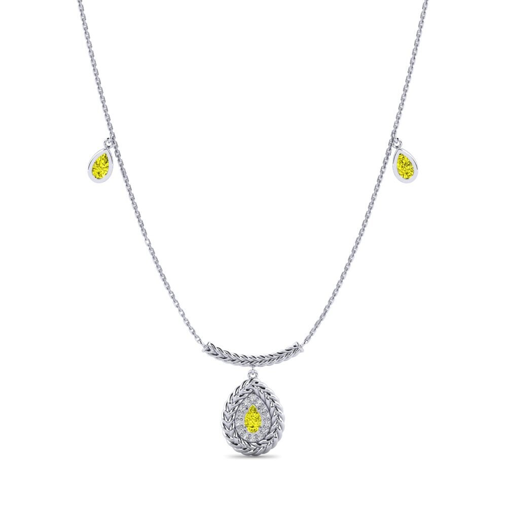 9ct White Gold Yellow Diamond Women's Necklace Bohlokoa