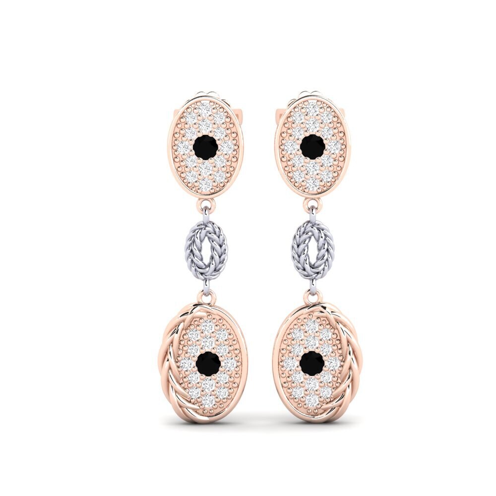 9ct Rose & White Gold Black Onyx Women's Earring Crusn