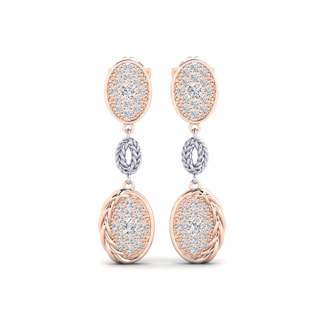 9ct Rose & White Gold Diamond Women's Earring Crusn