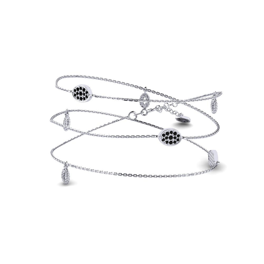 White Silver Black Diamond Women's Necklace Darth