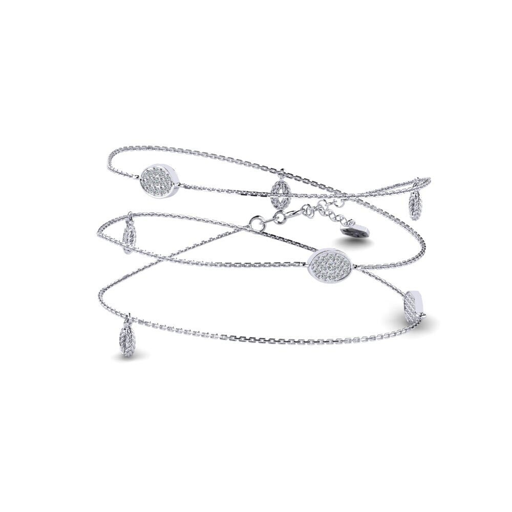 9ct White Gold Zirconia Women's Necklace Darth