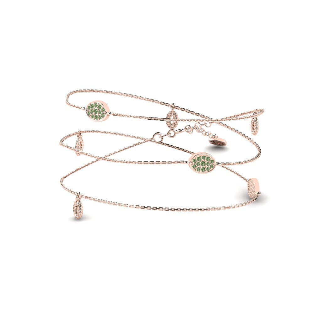 18ct Rose Gold Green Diamond Women's Necklace Darth