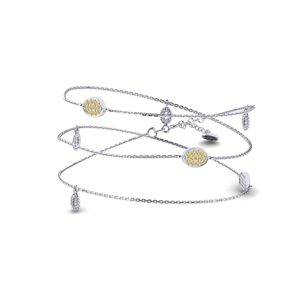 9ct White Gold Yellow Diamond Women's Necklace Darth