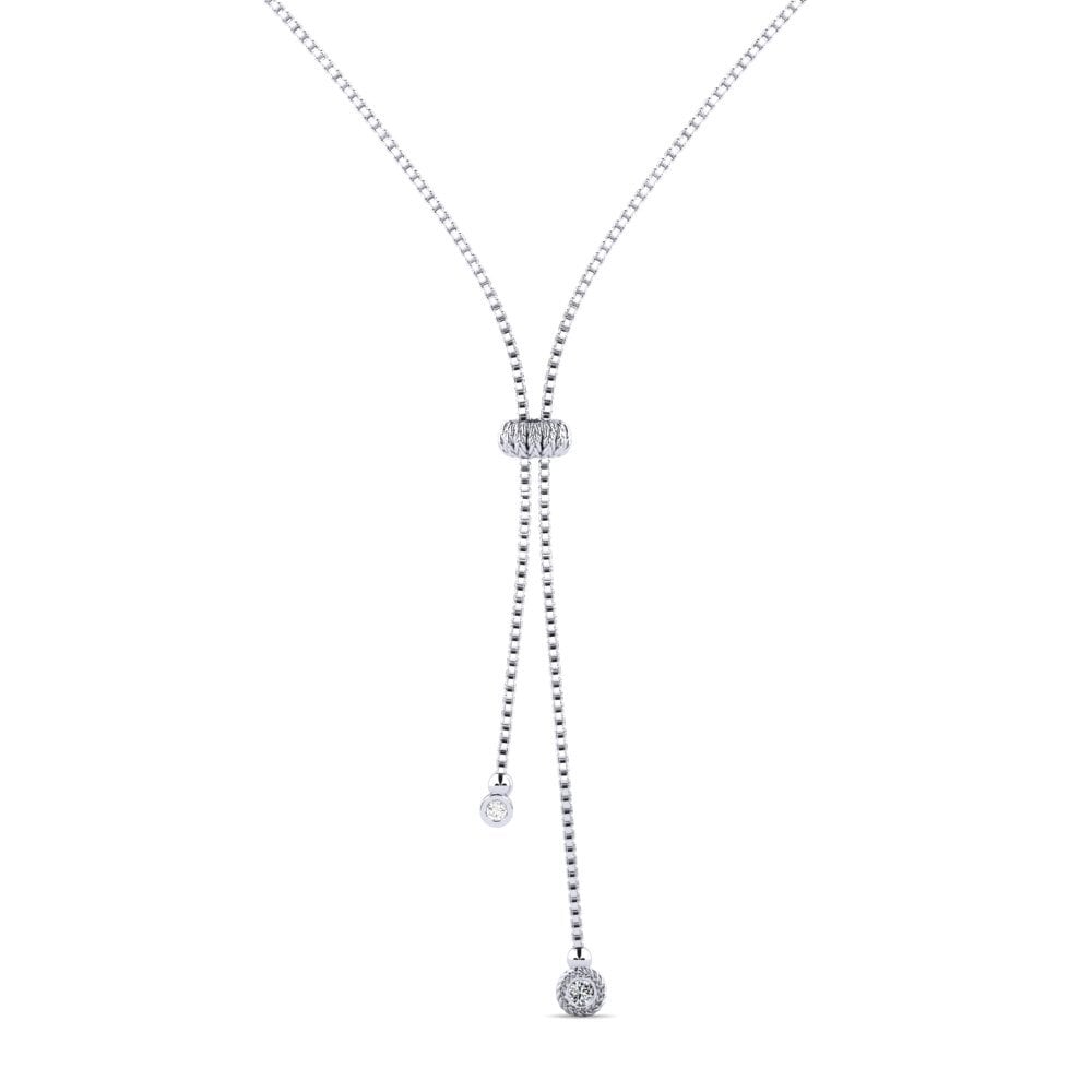 9ct White Gold Zirconia Women's Necklace Diyre