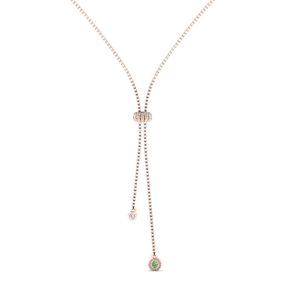 18ct Rose Gold Green Diamond Women's Necklace Diyre