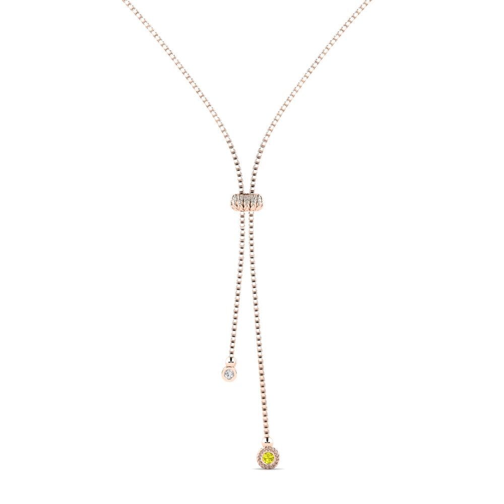 9ct Rose Gold Yellow Diamond Women's Necklace Diyre