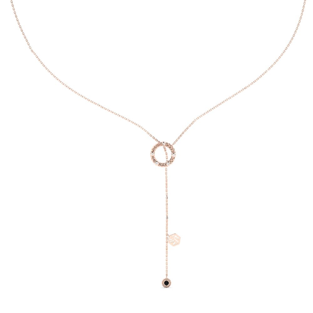 9ct Rose Gold Black Onyx Women's Necklace Dogmar
