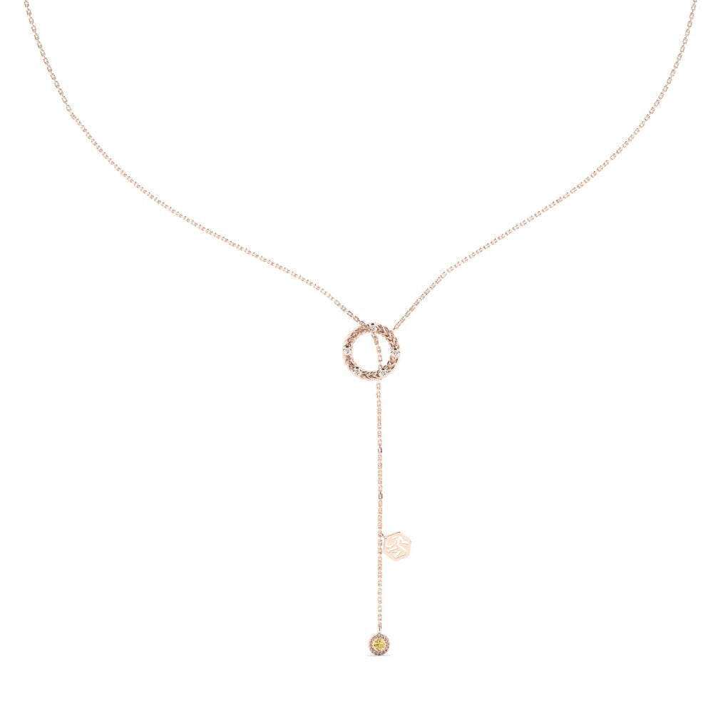 9ct Rose Gold Yellow Diamond Women's Necklace Dogmar