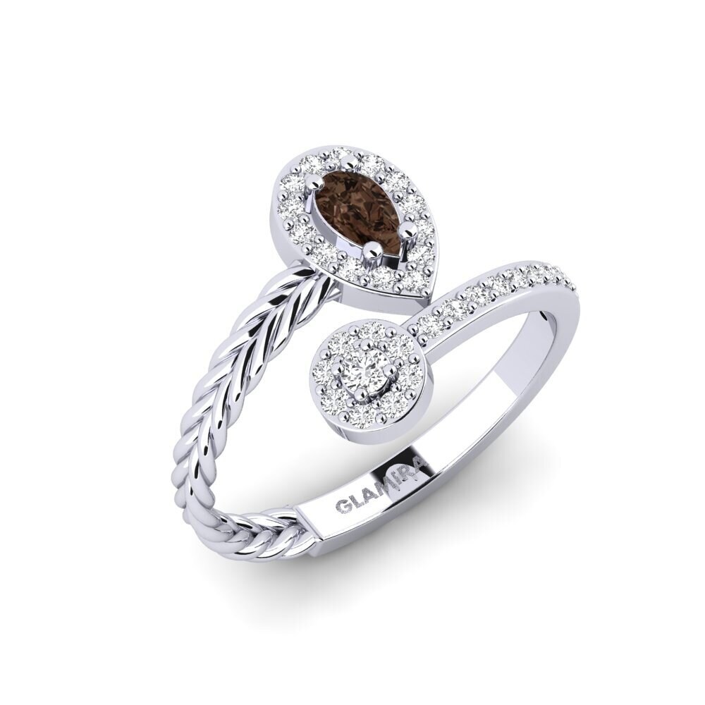 White Silver Smoky Quartz Ring Duille