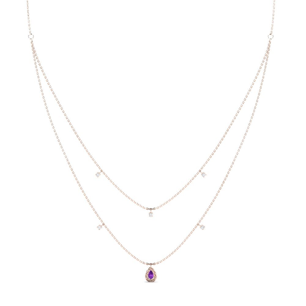 9ct Rose Gold Amethyst Women's Necklace Eiliv