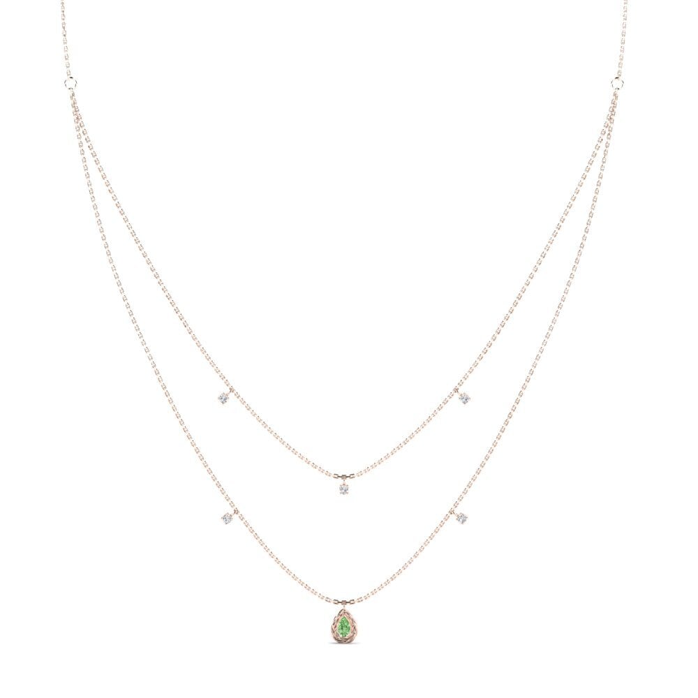 18ct Rose Gold Green Diamond Women's Necklace Eiliv