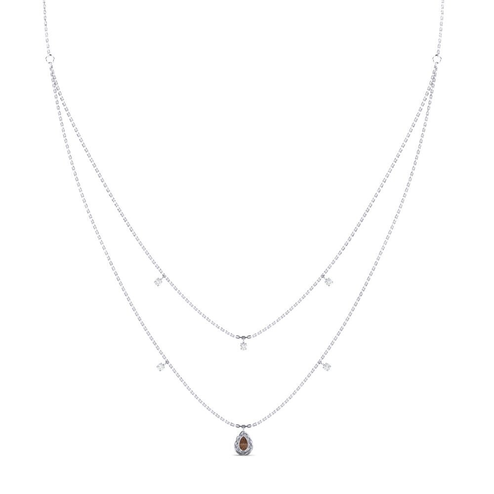 White Silver Smoky Quartz Women's Necklace Eiliv