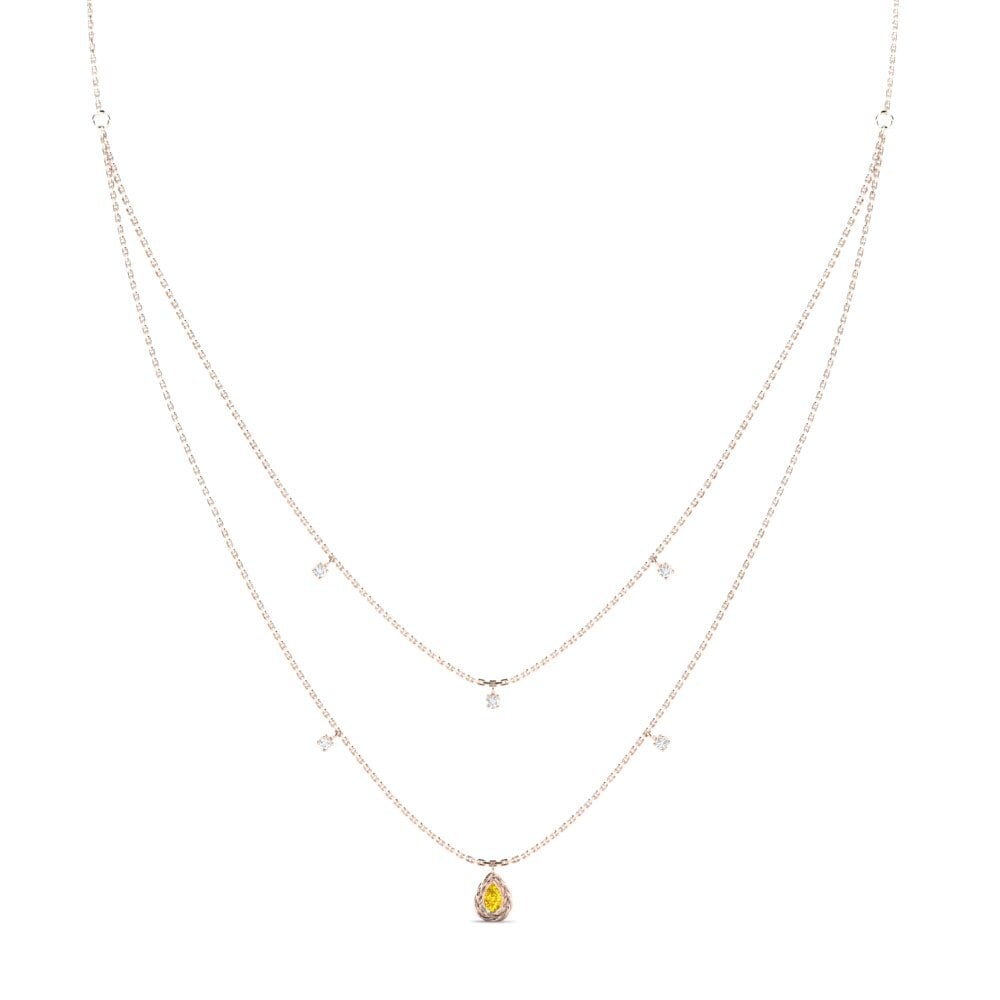 9ct Rose Gold Yellow Sapphire Women's Necklace Eiliv