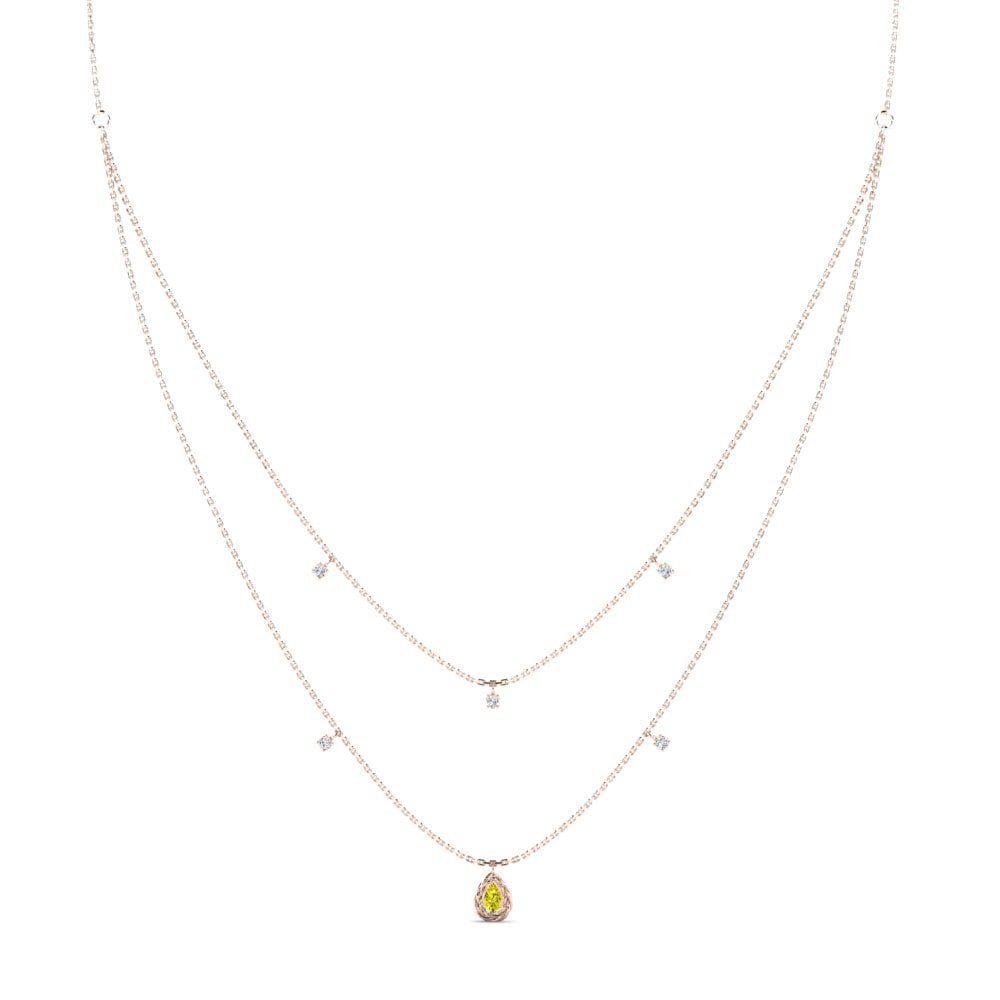 9ct Rose Gold Yellow Diamond Women's Necklace Eiliv