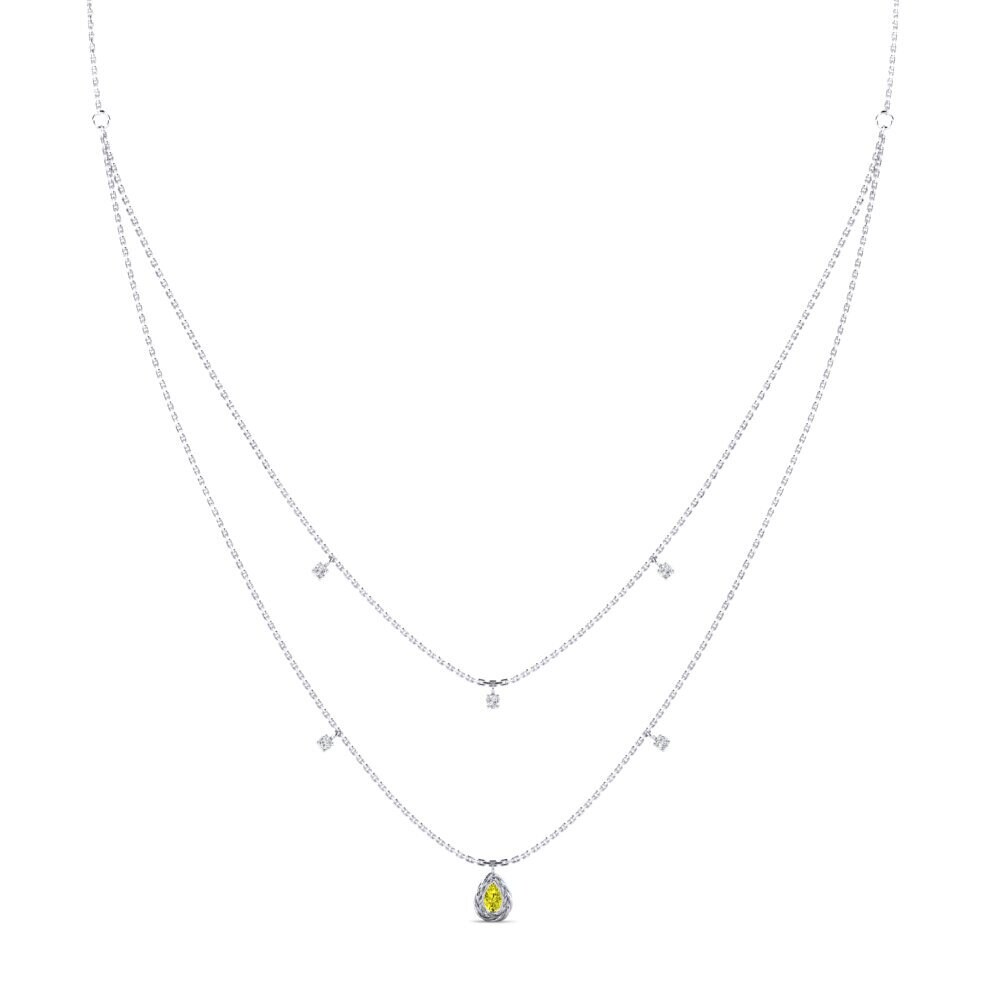 9ct White Gold Yellow Diamond Women's Necklace Eiliv