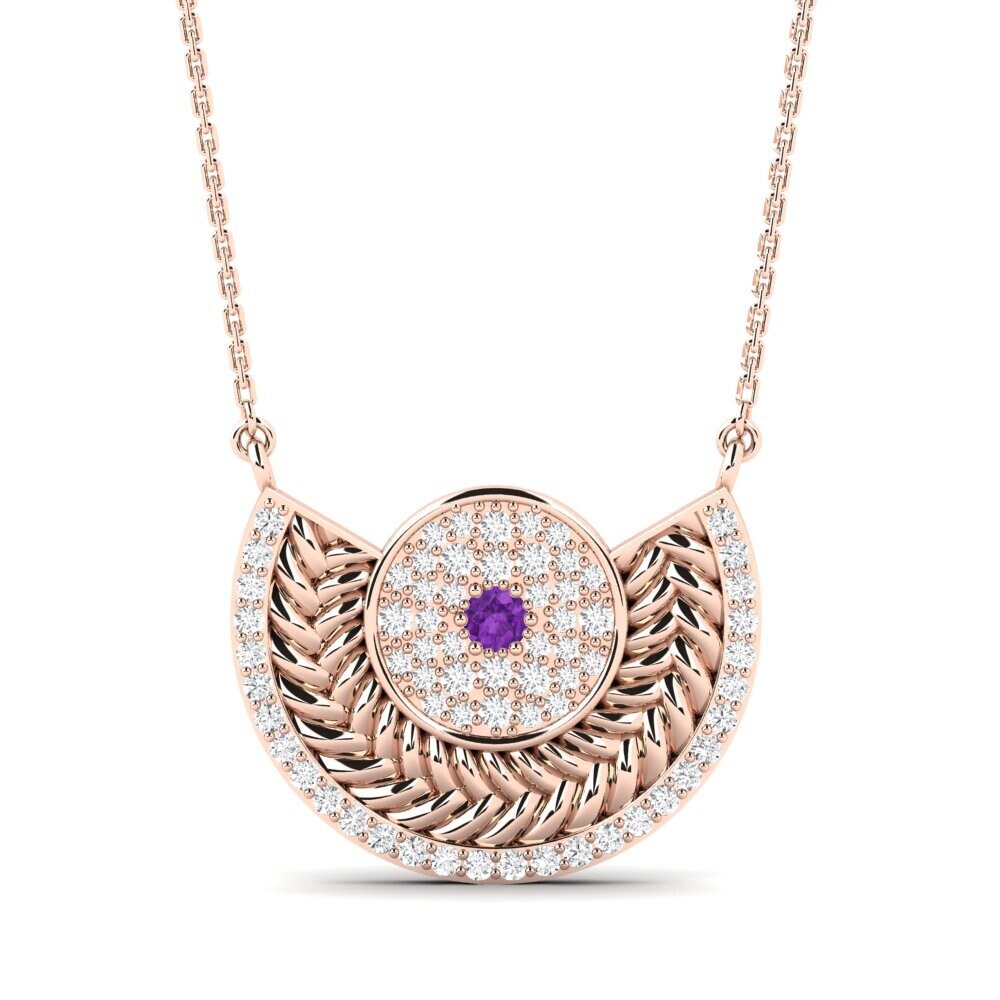 9ct Rose Gold Amethyst Women's Necklace Enlace