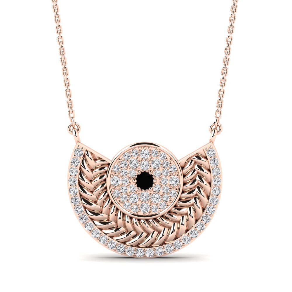 9ct Rose Gold Black Diamond Women's Necklace Enlace