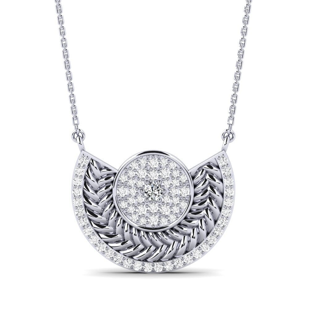 9ct White Gold Zirconia Women's Necklace Enlace