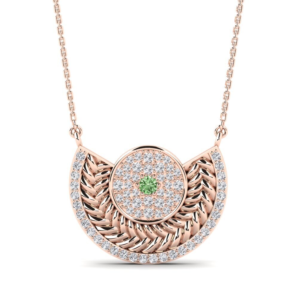 18ct Rose Gold Green Diamond Women's Necklace Enlace