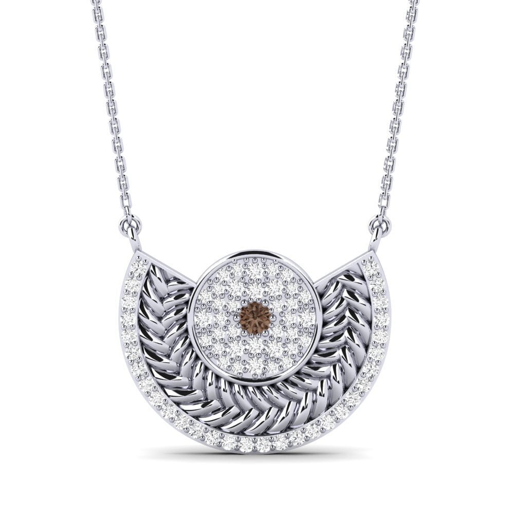 White Silver Smoky Quartz Women's Necklace Enlace