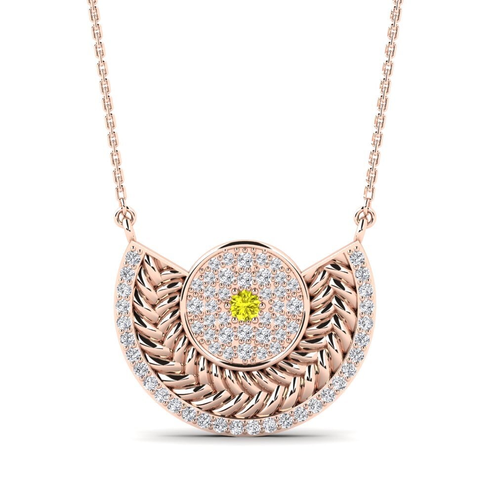 9ct Rose Gold Yellow Diamond Women's Necklace Enlace