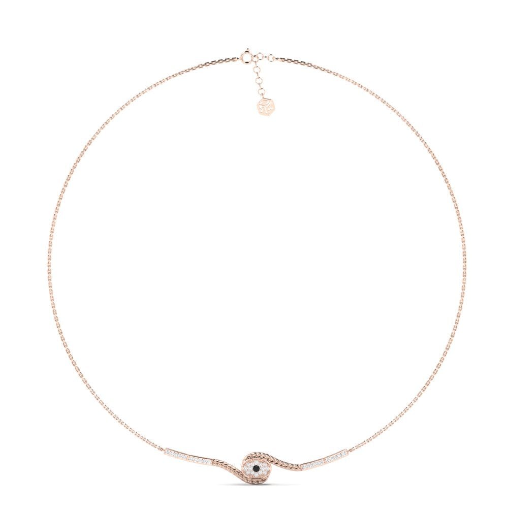 9ct Rose Gold Black Onyx Women's Necklace Enwrap