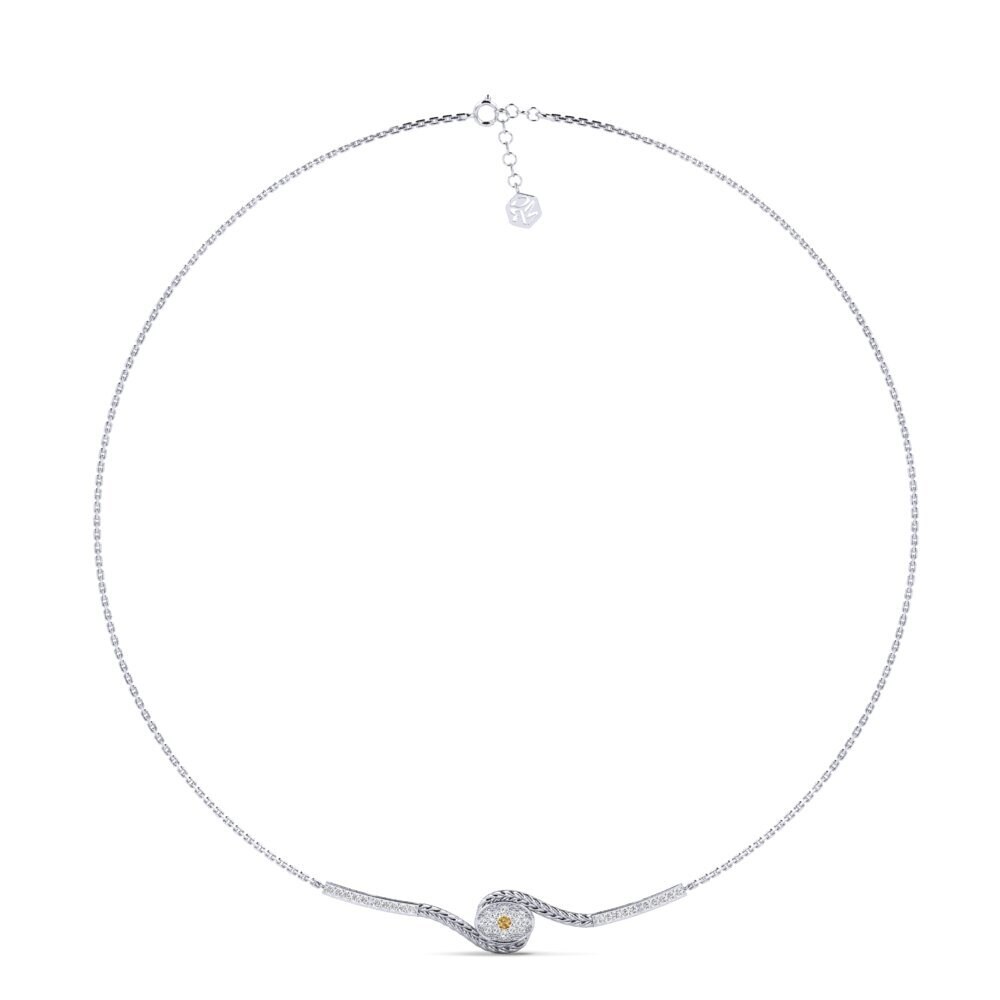 950 Platinum Brown Diamond Women's Necklace Enwrap