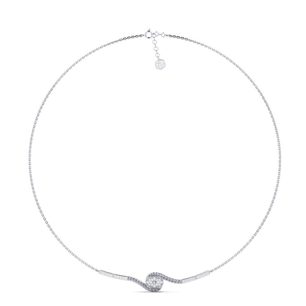 9ct White Gold Zirconia Women's Necklace Enwrap