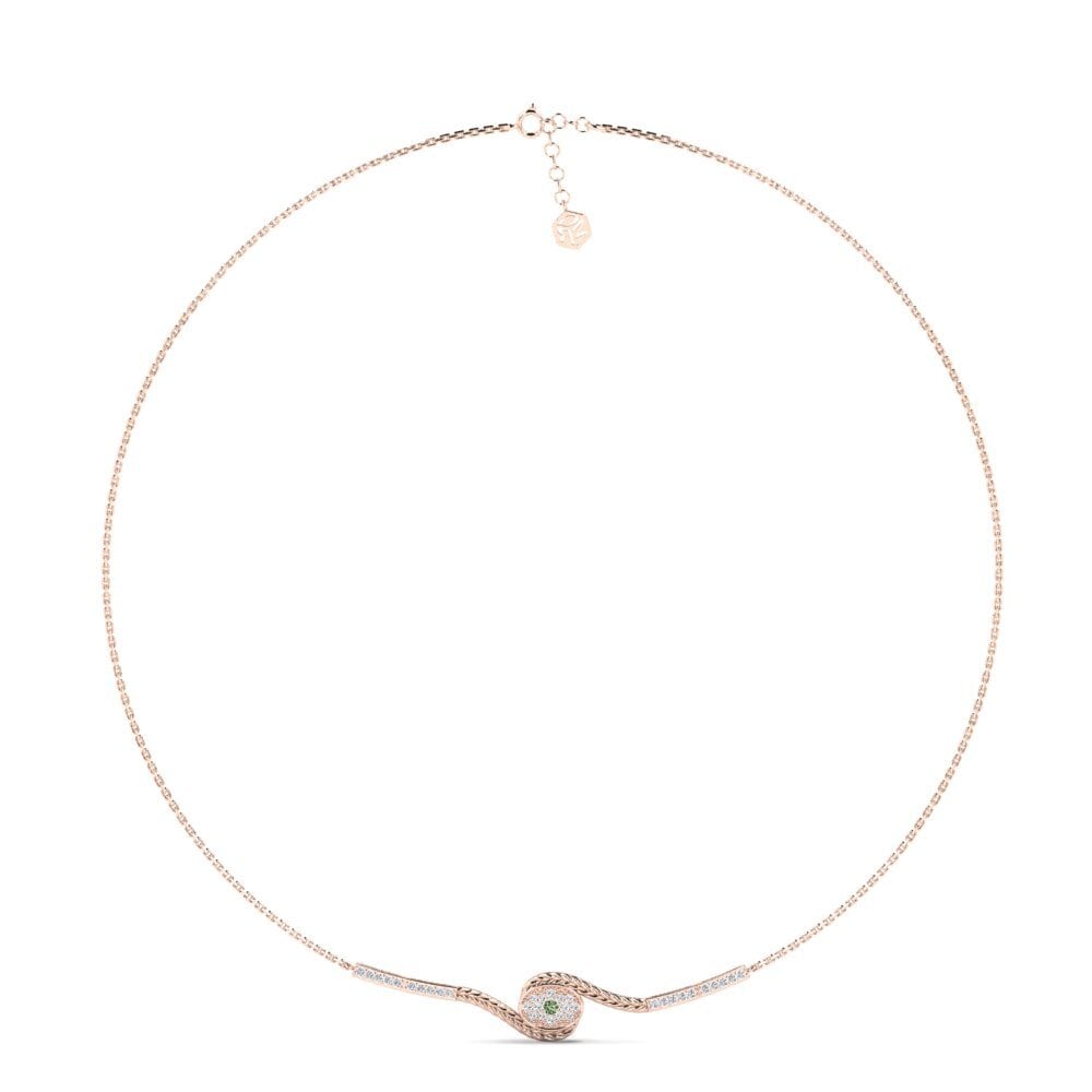 18ct Rose Gold Green Diamond Women's Necklace Enwrap