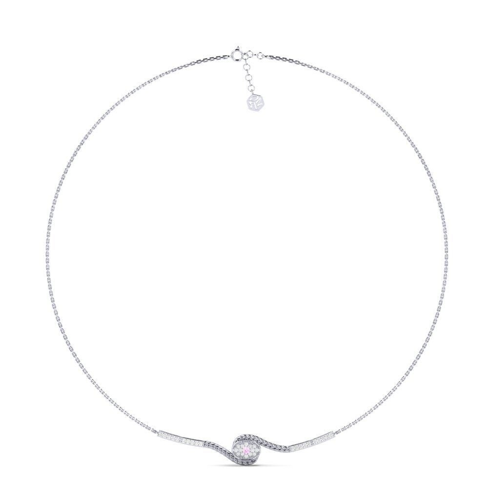 950 Platinum Pink Sapphire Women's Necklace Enwrap