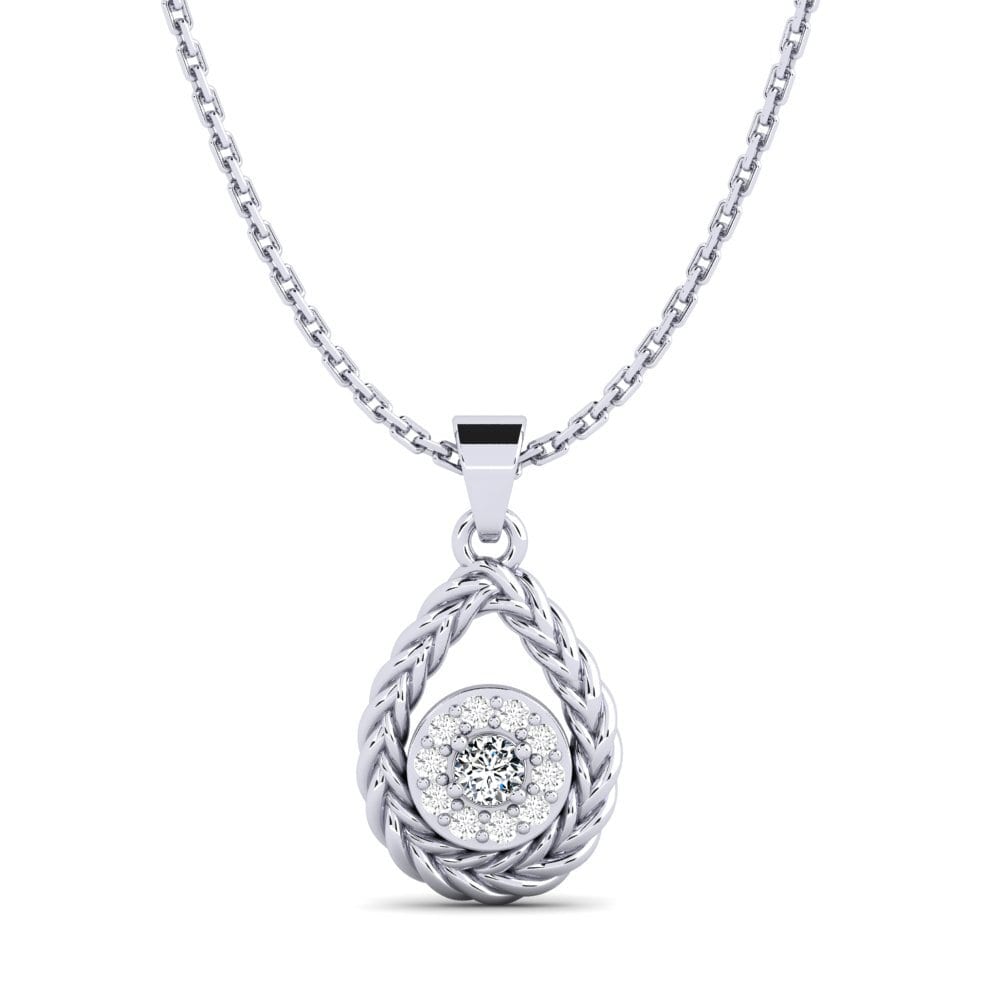 9ct White Gold Zirconia Women's Pendant Feierabend