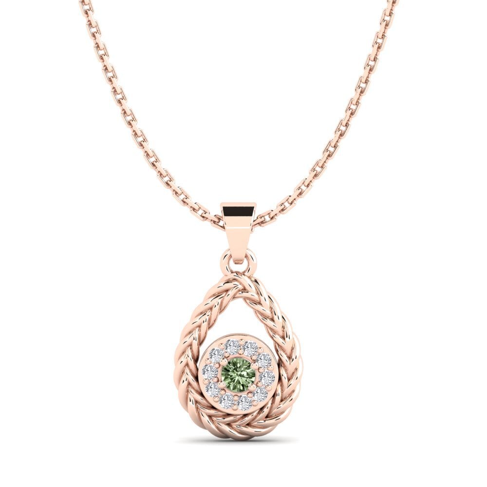 18ct Rose Gold Green Diamond Women's Pendant Feierabend
