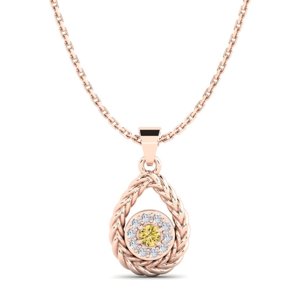 9ct Rose Gold Yellow Diamond Women's Pendant Feierabend