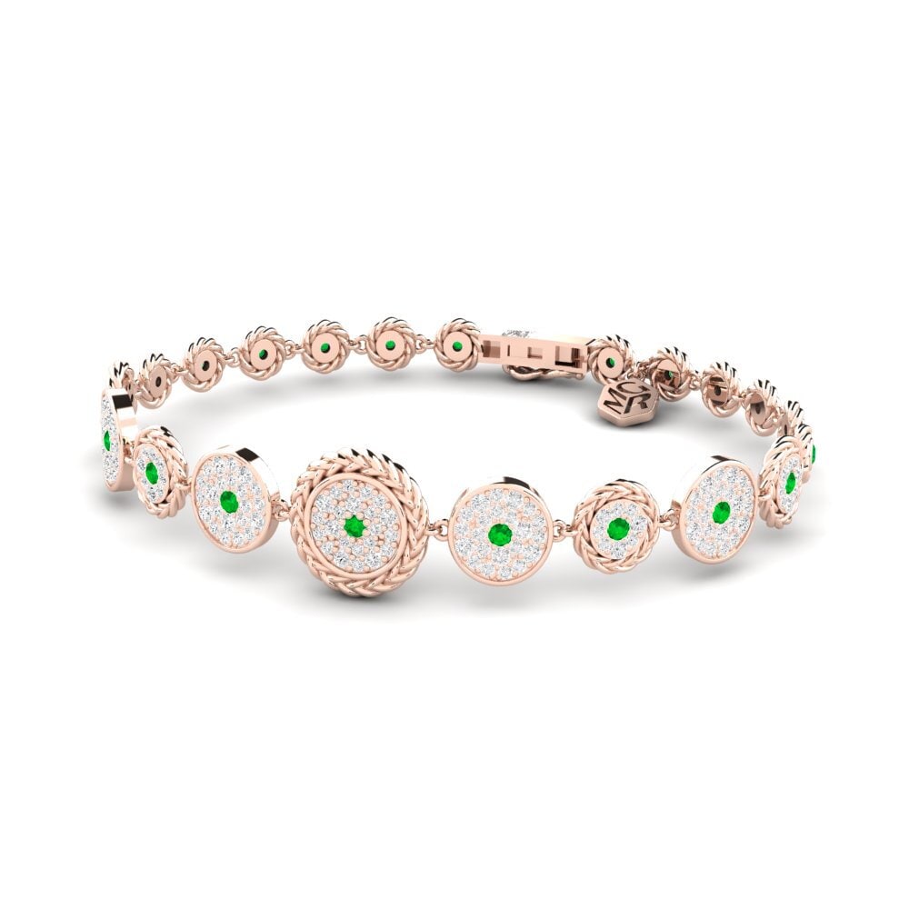 Or rose 14k Émeraude Bracelet pour femme Gird