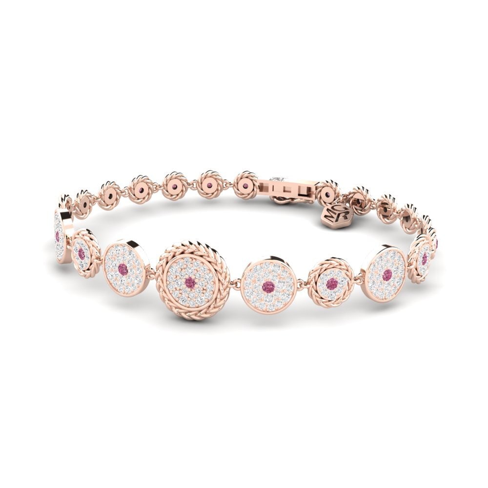 Or rose 14k Grenat de Rhodolite Bracelet pour femme Gird