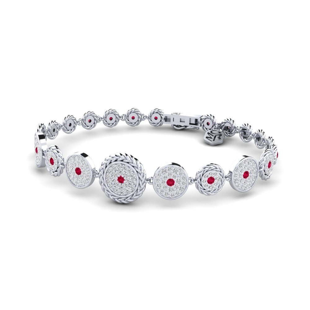 Platine 950 Rubis Bracelet pour femme Gird